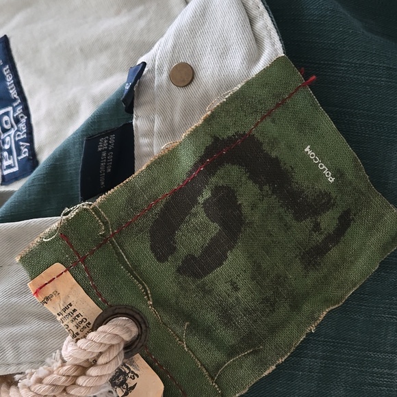 POLO Sportsman Military Green Distress 1967 Patchwork Cargo Jeans NWT - Picture 15 of 16